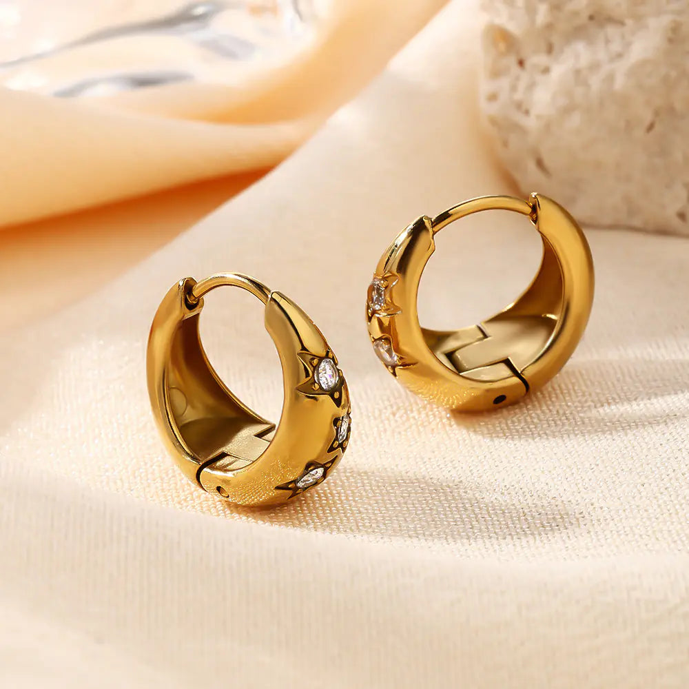 Simple Five-pointed Star Pattern Diamond-encrusted Earrings  EJ25E01597G