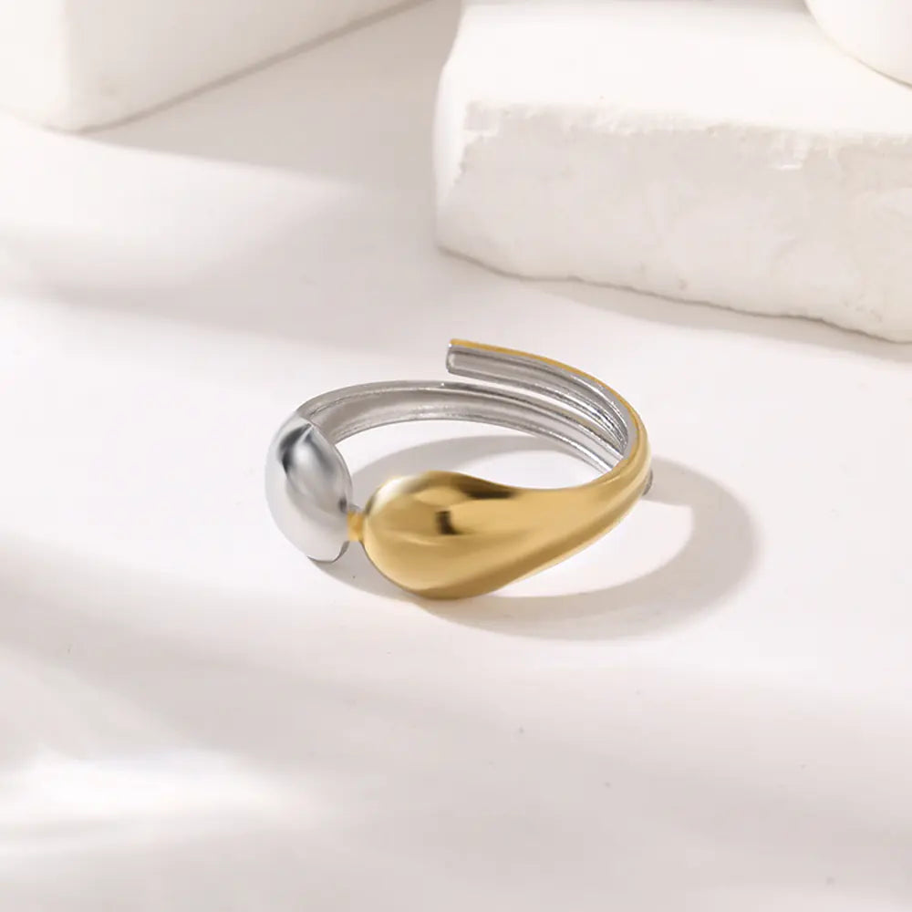 Two-Tone Double Point Design Stainless Steel Ring    EJ25R01452GS