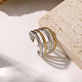 Stainless Steel Four-Row Double-Color Electroplated Ring   EJ25R01224GS