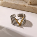 New Stainless Steel V shape Two Tone Opening Ring   EJ25R01228GS