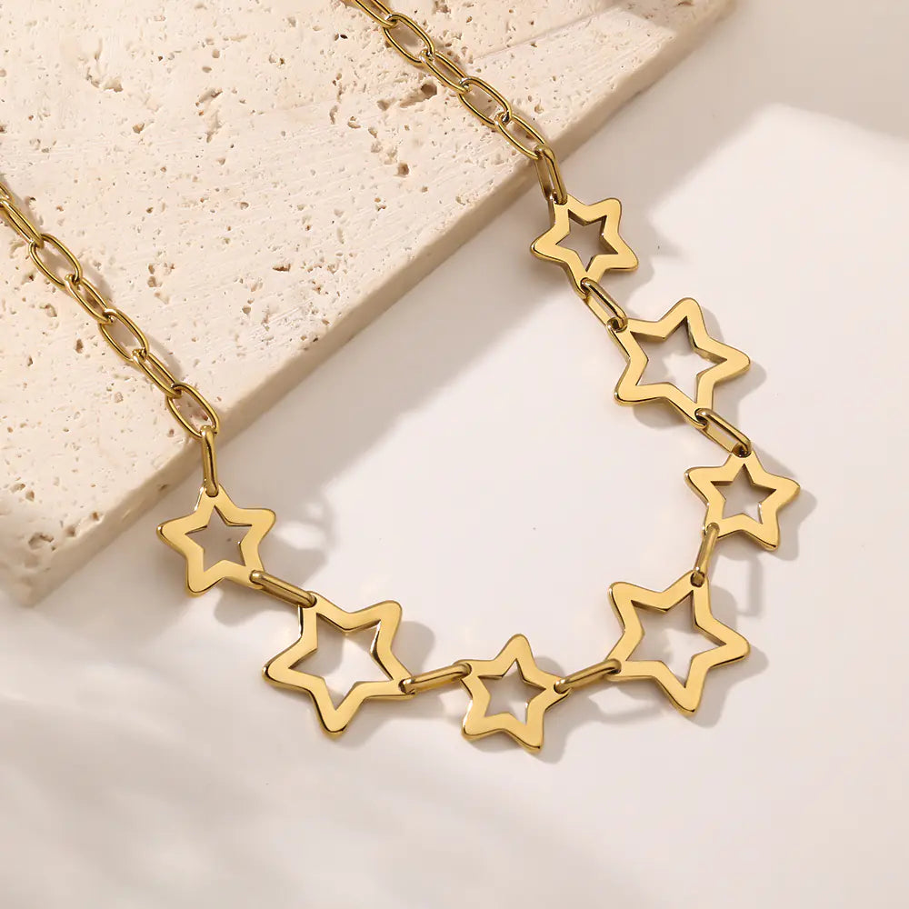 Trendy Star Style Large Geometric Necklace  EJ25N06619G