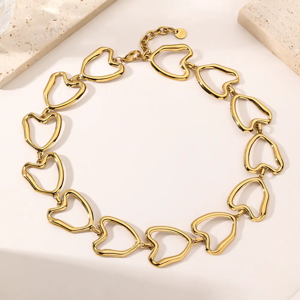 Tarnish Free Love Heart Handmade Chain Necklace EJ25N06616G