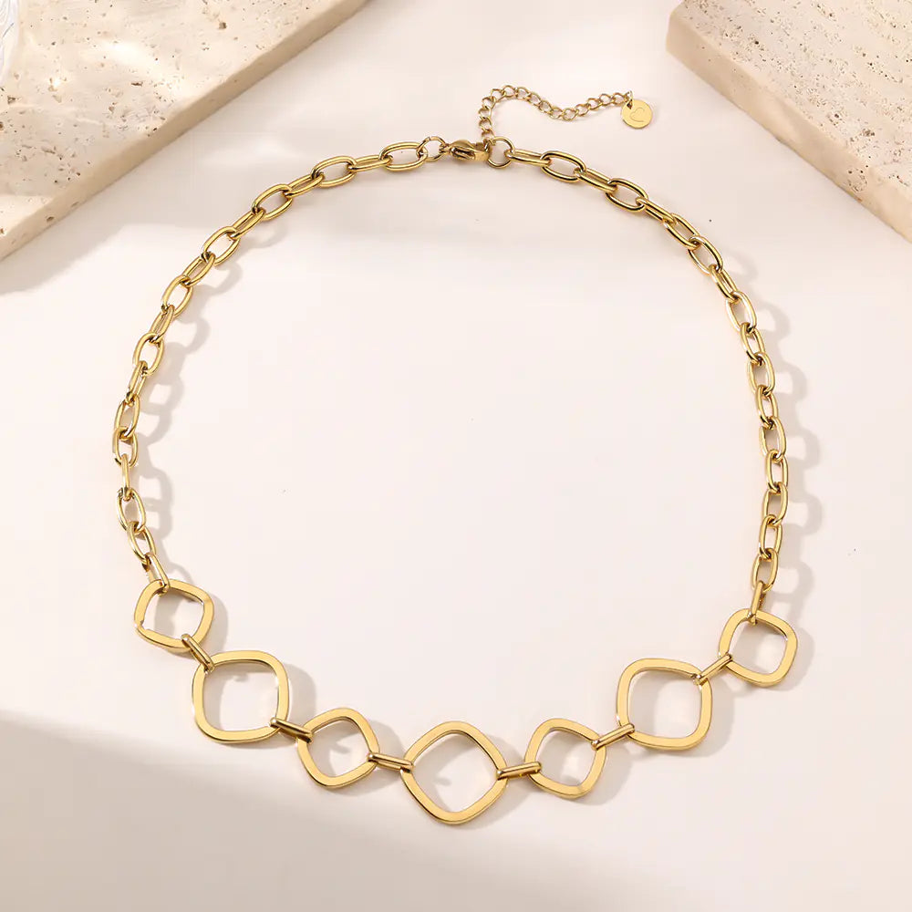 Trendy Bohemian Style Large Geometric Necklace      EJ25N06618G
