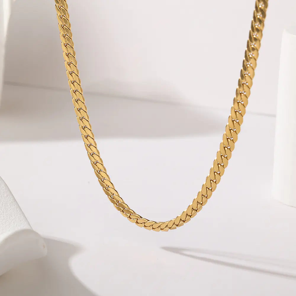 Flat Snake Bone Chain Necklace     EJ25N06230G