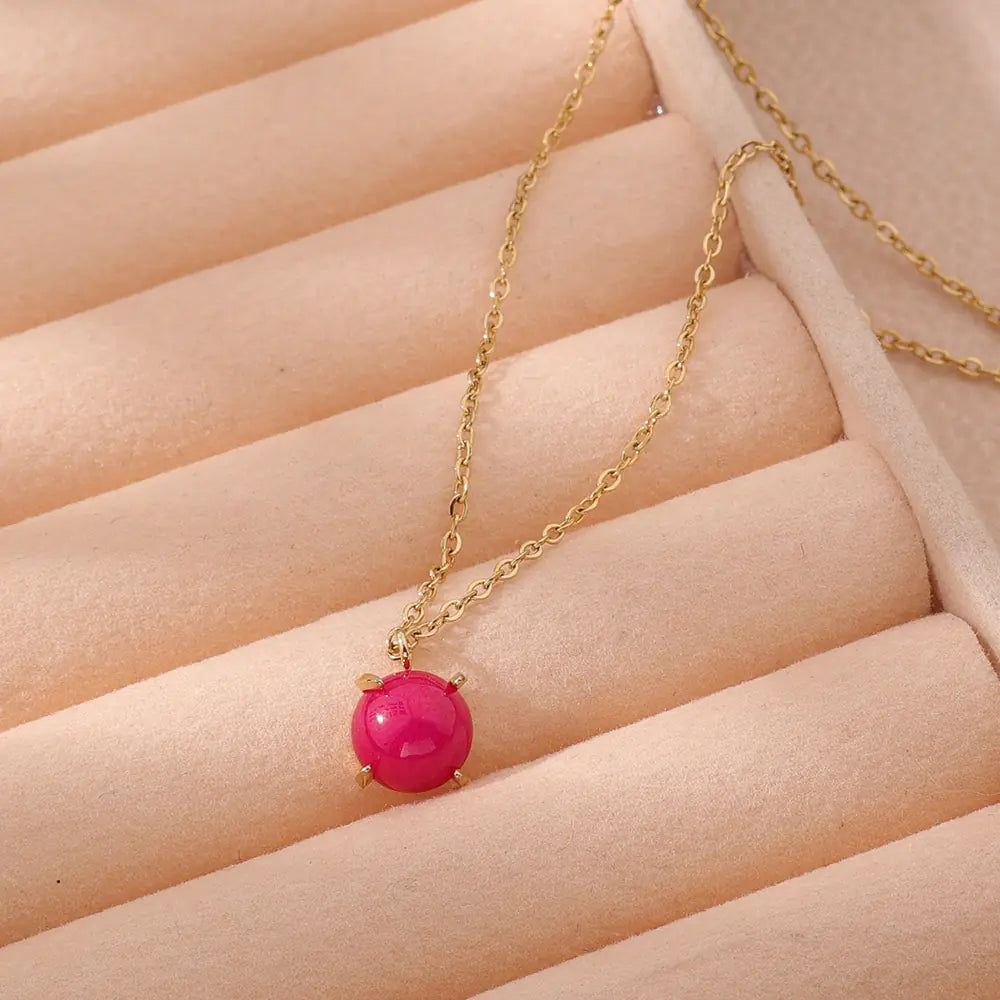 Natural Stone Pendant Necklace EJN04346G