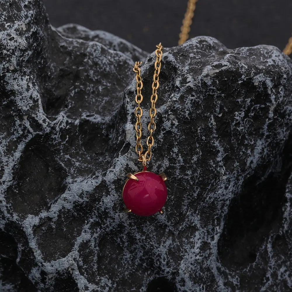 Natural Stone Pendant Necklace EJN04346G