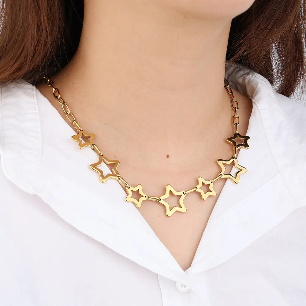 Trendy Star Style Large Geometric Necklace  EJ25N06619G