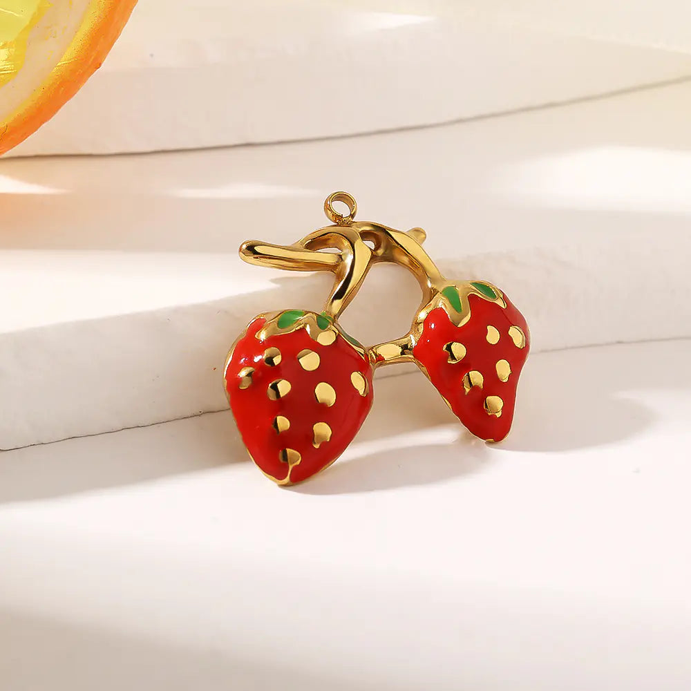 Fruit Charms Enamel Strawberry Pendant   EJ25N06480G