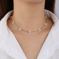 Stainless Steel Adjustable Pearl Flower Necklace    EJ25N06265G