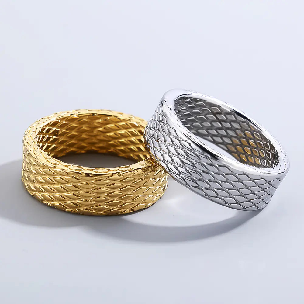 Diamond Pattern Stainless Steel Ring  EJ25R01599