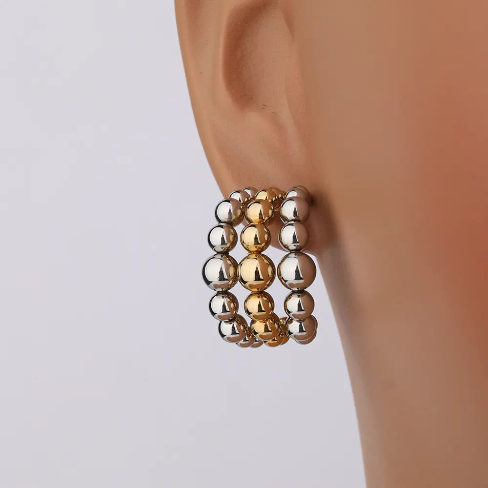 Double Color Bean Earrings 25E01575GS