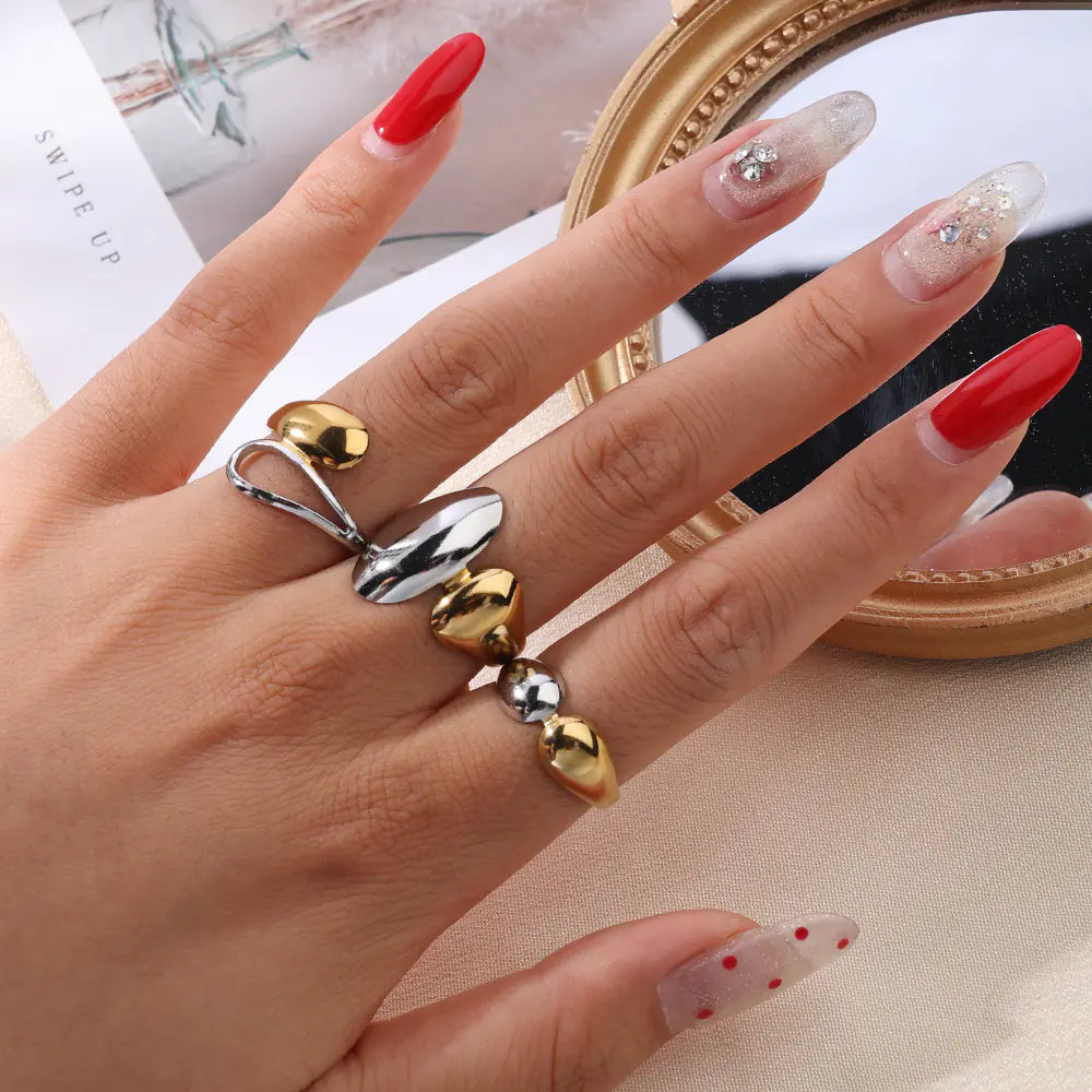 Two-Tone Double Point Design Stainless Steel Ring    EJ25R01452GS
