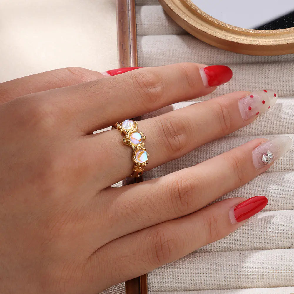 Moonstone Open Ring  Adjustable  EJ25R01360G