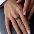 Two-Tone Double Color CZ Stainless Steel Open Ring   EJ25R01372G