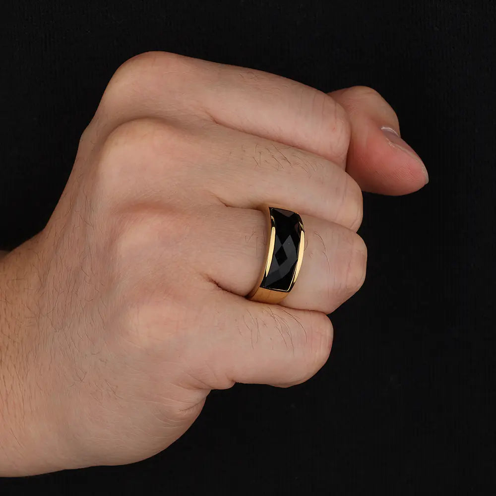 Rectangular Black Onyx Stones Ring  EJ25R01591