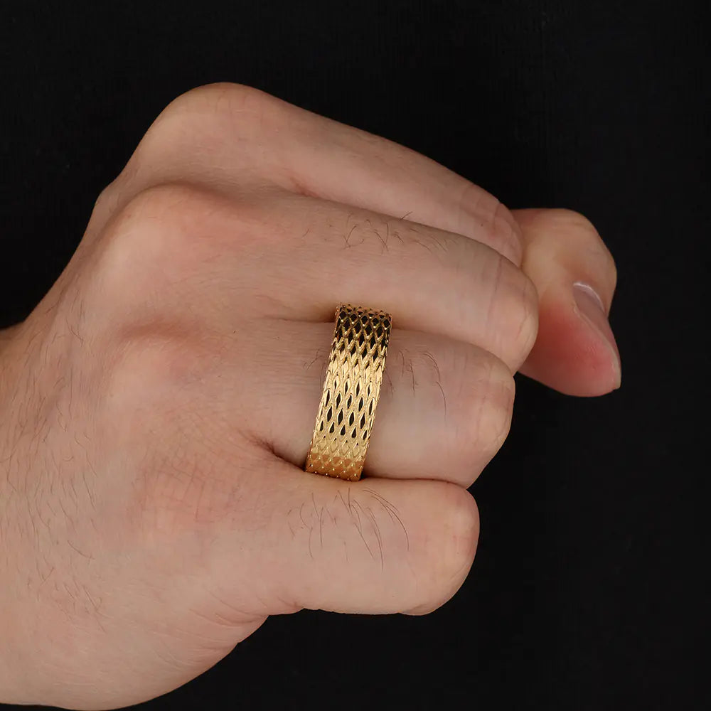 Diamond Pattern Stainless Steel Ring  EJ25R01599