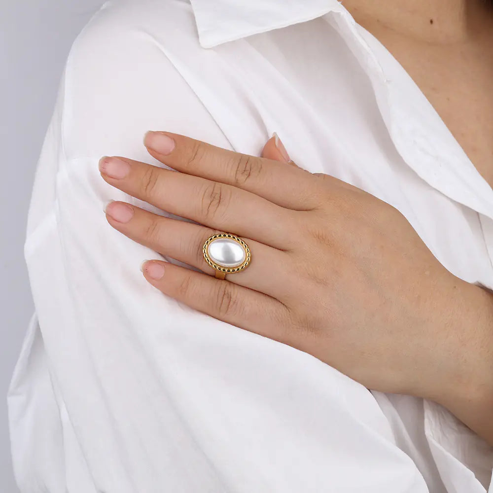 Trendy Adjustable Pearl Ring  EJ25R01287G