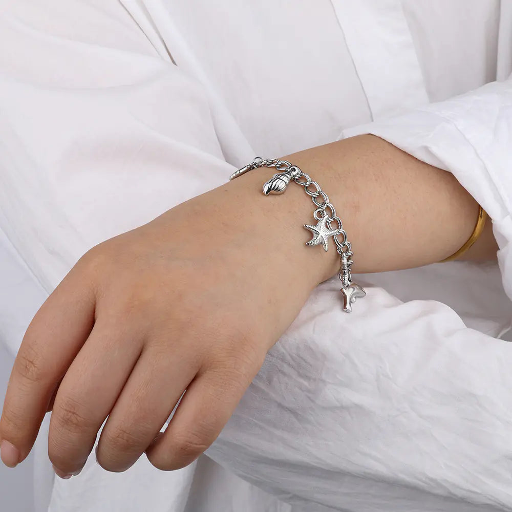 Beach Foot Retro Sea Star Conch Shell Fashion Bracelet    EJ25B02834S