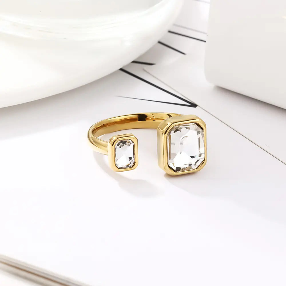 Oval Rhinestones Open Size Rings EJ25R01514G-1