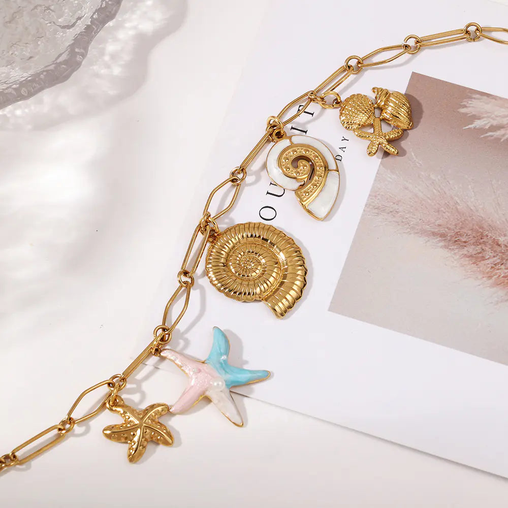 Steel Shell Necklace   EJ25N06441G