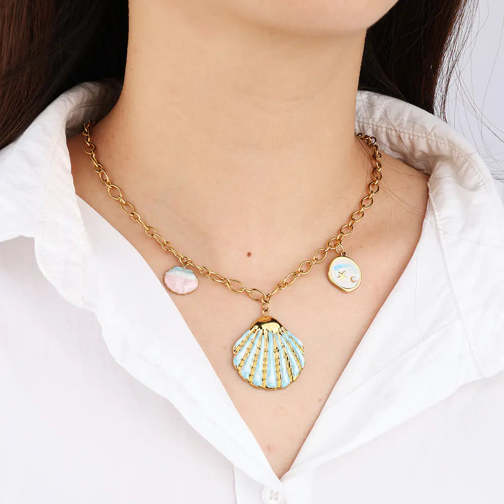 Green Shell Ocean Series Design Necklace   EJ25N06509G
