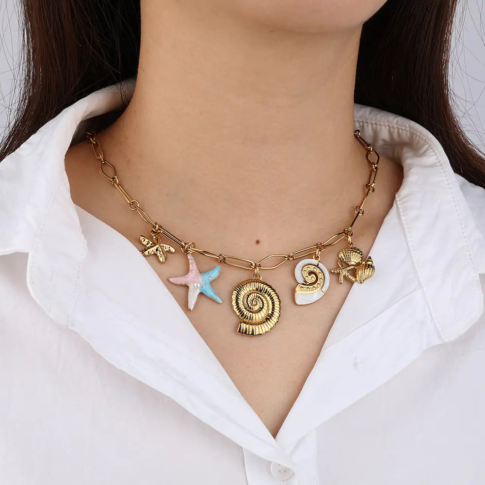 Steel Shell Necklace   EJ25N06441G