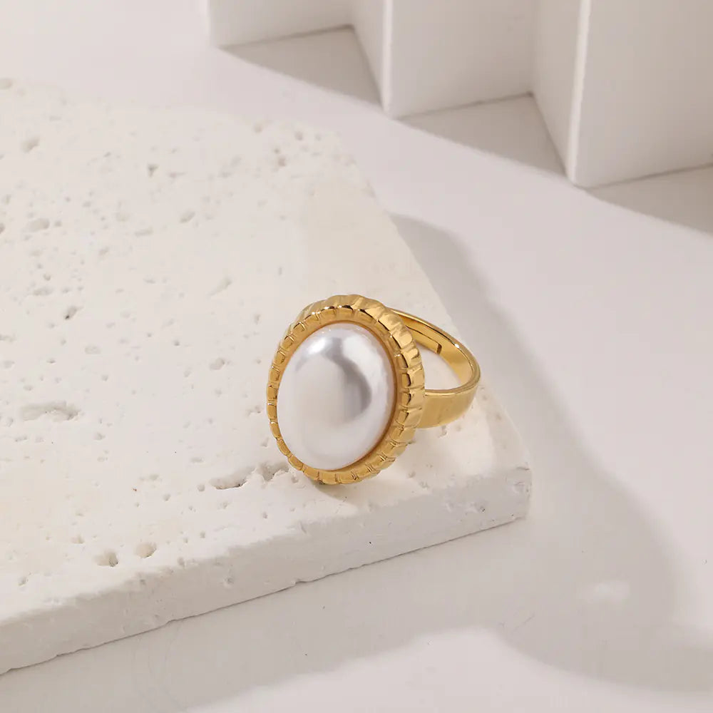 Trendy Adjustable Pearl Ring  EJ25R01287G