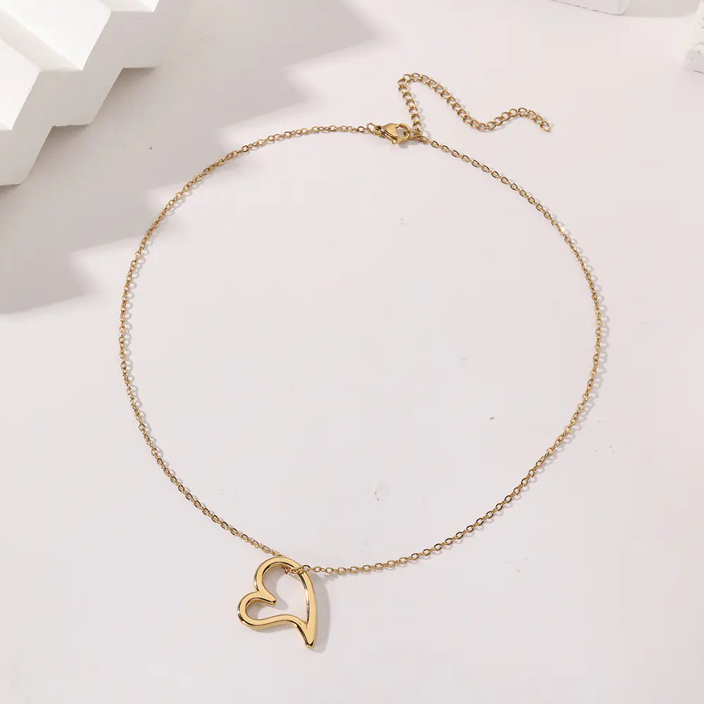 Irregular Heart Shape Stainless Steel Necklace    EJ25N06374G