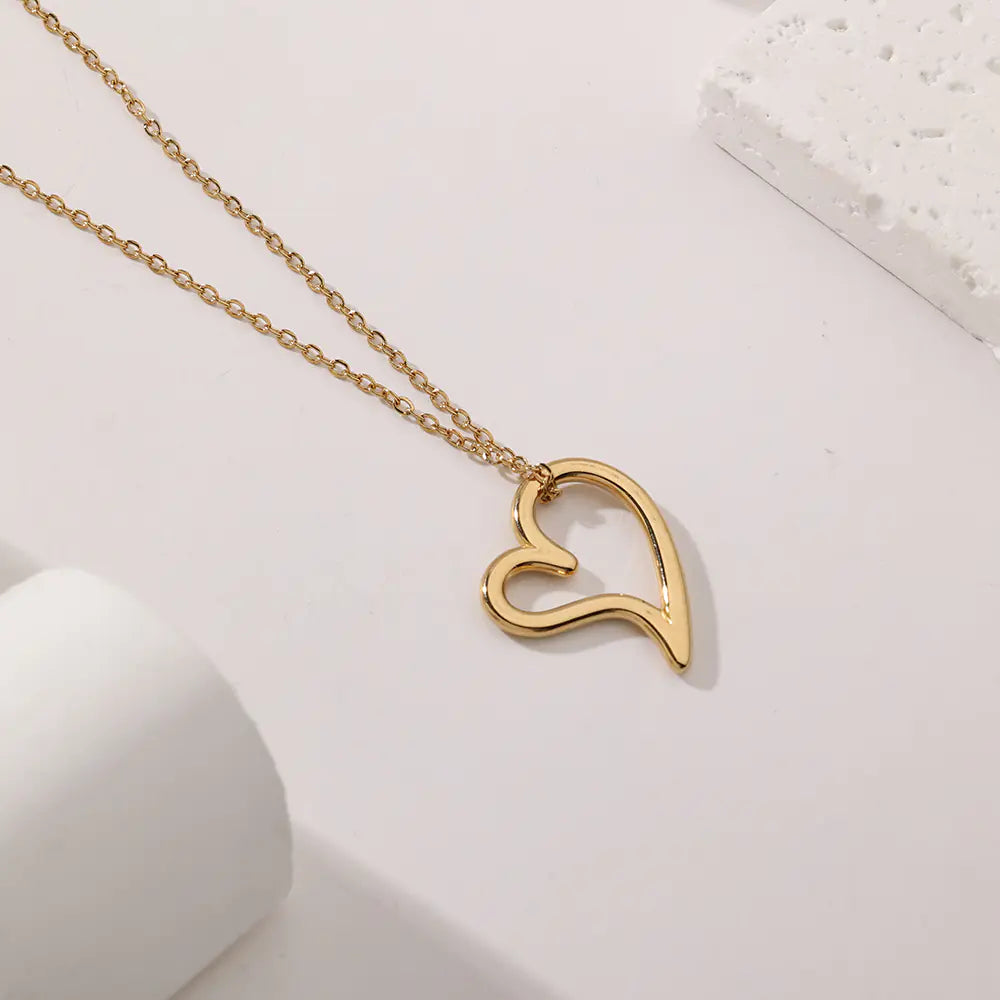Irregular Heart Shape Stainless Steel Necklace    EJ25N06374G