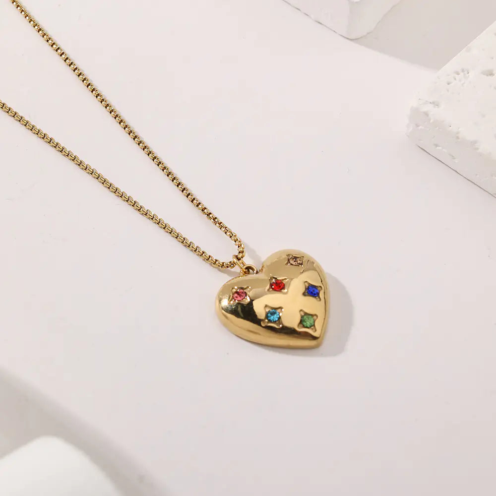 Heart Shape Gemstones Necklace    25N06371G