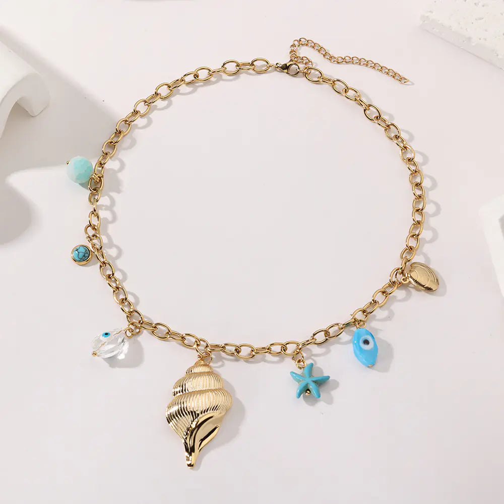 Sea Conch Design Stainless Steel Necklace  EJ25N06377G