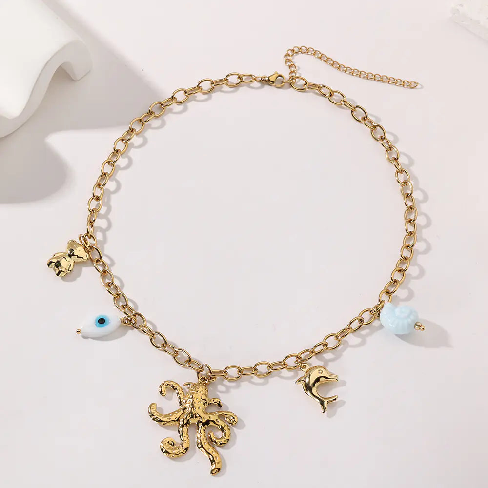 Ocean Octopus Pendant Necklace     EJ25N06375G