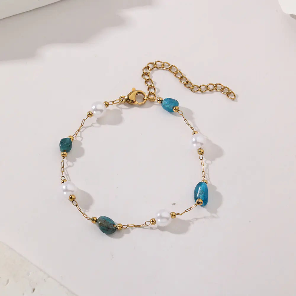Trendy Fashion Stainless Steel Non-tarnish Pearl Link Bracelet    EJ25B02832G