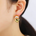 Gold Stainless Steel Heart Earrings     EJE01190G