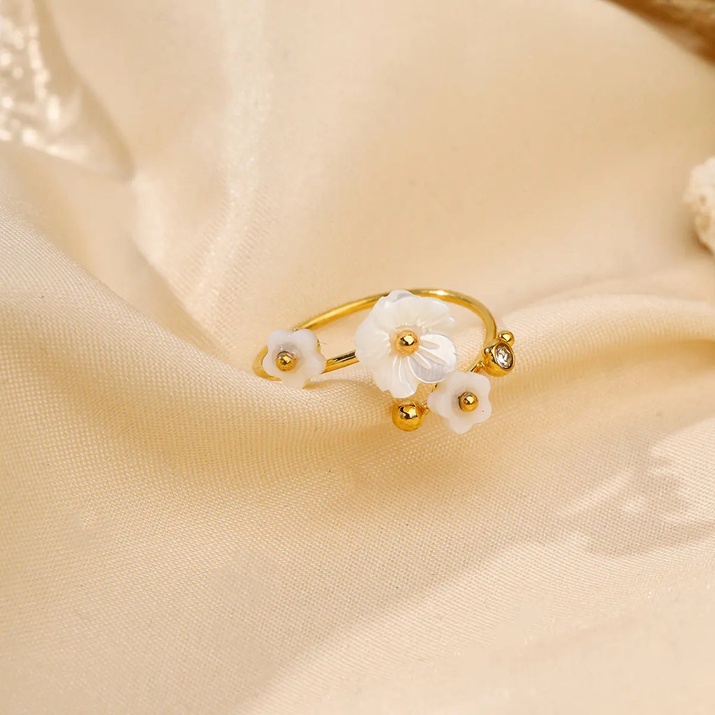 Shell Flower Adjustable Ring    EJR01117G