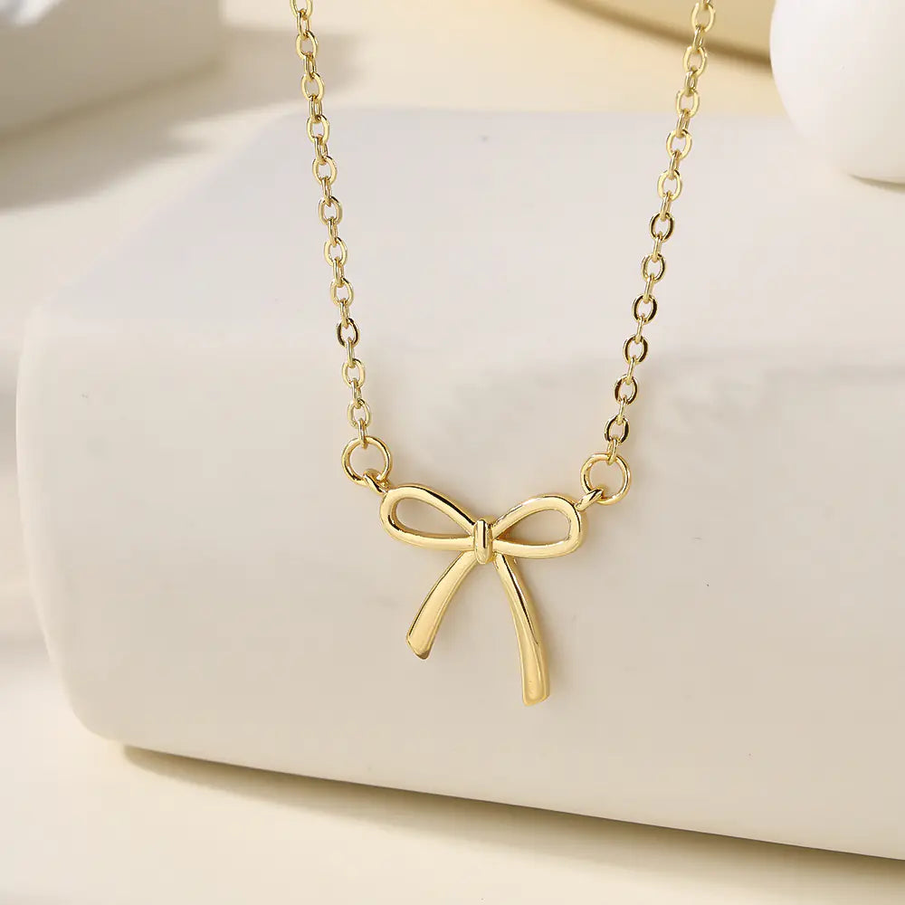 Butterfly Bow Knot Pendant Necklace    EJ25N06269G