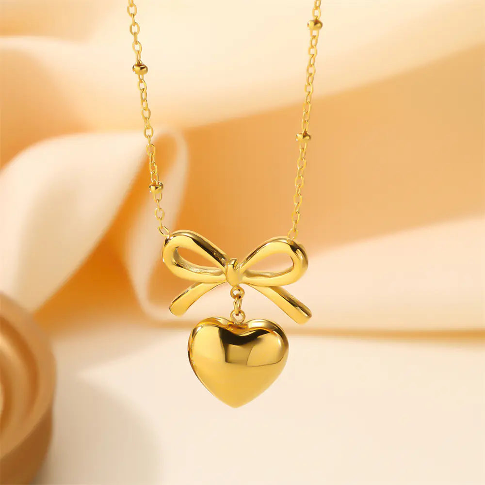 Bow Heart Design Necklace     EJN06036G