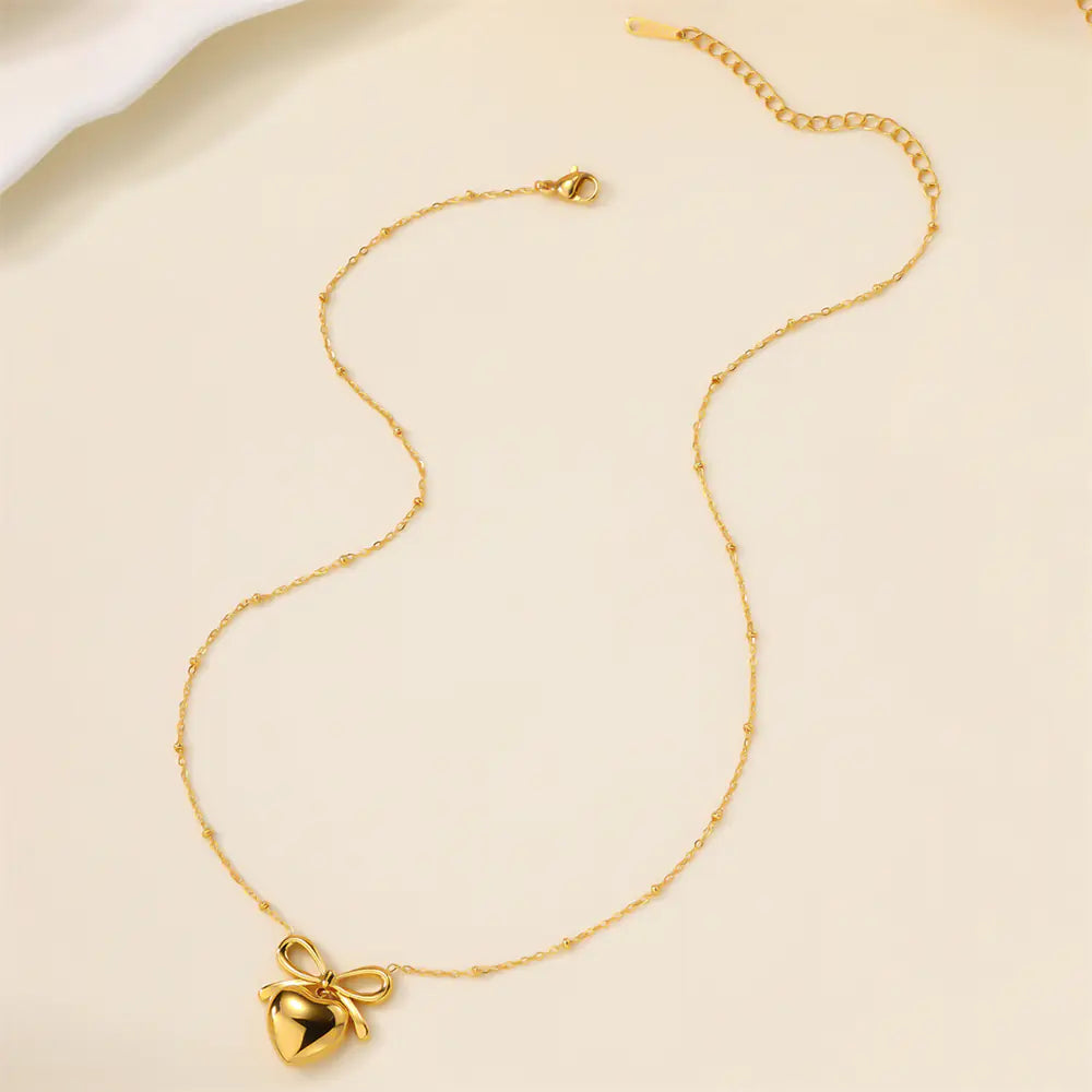 Bow Heart Design Necklace     EJN06036G