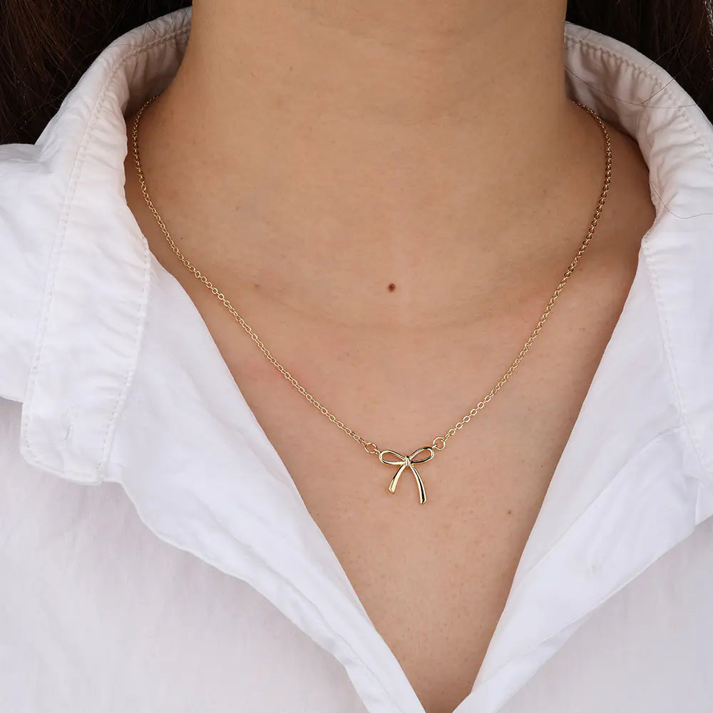 Butterfly Bow Knot Pendant Necklace    EJ25N06269G
