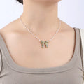 White Rhinestones Bow Design Necklace    EJN06048G
