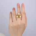 Flower Pearl Open Ring Adjustable    EJR01115G