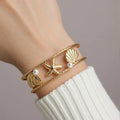 Stainless Steel Gold Plated Ocean Series Lady Bracelet     EJ25B02891G