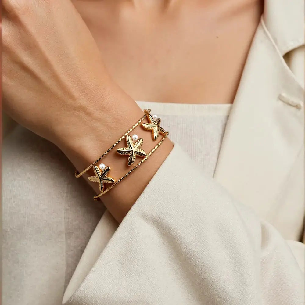 Stainless Steel Gold Plated Ocean Series Lady Bracelet     EJ25B02891G