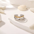 Steel + Gold Adjustable Ring   EJ25R01305GS