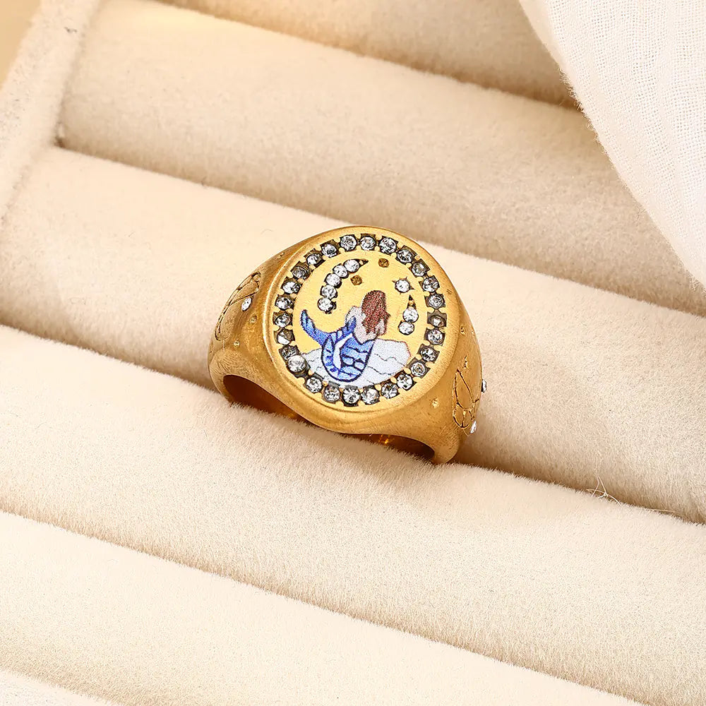 Zirconia Mermaid Pattern Ring   EJ25R01710G