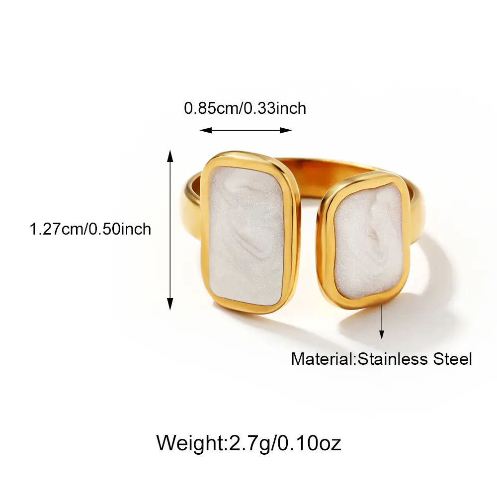 Steel White Enamel Rings Adjustable EJR01664G
