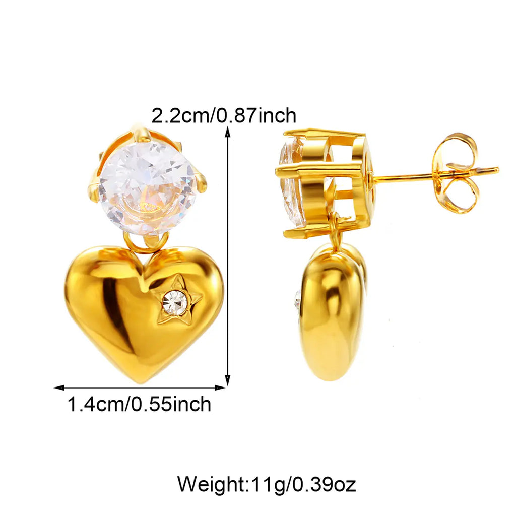 Gold Stainless Steel Heart Earrings     EJE01190G