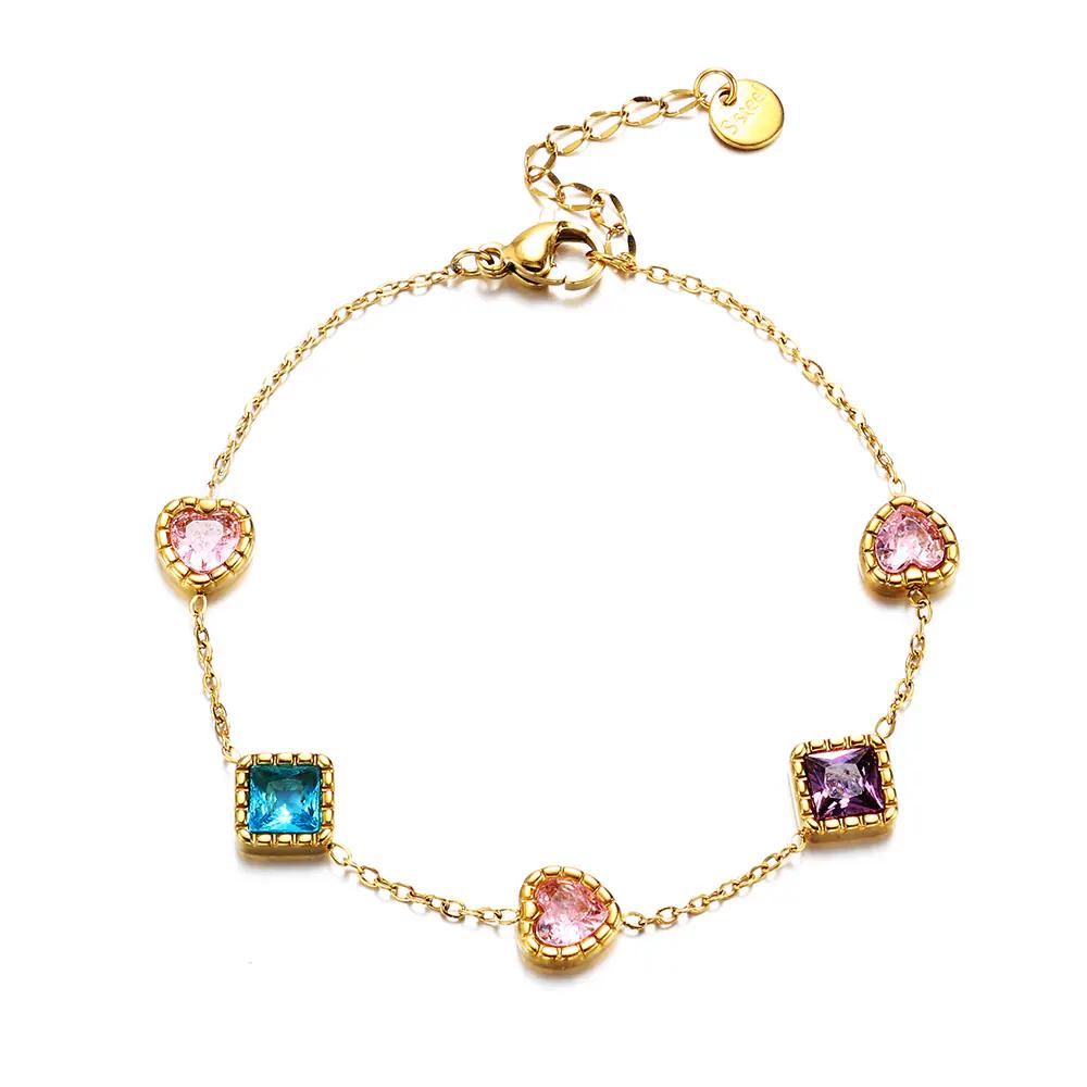 Gold Plated Stainless Steel Baguette CZ Bracelet EJB02862G