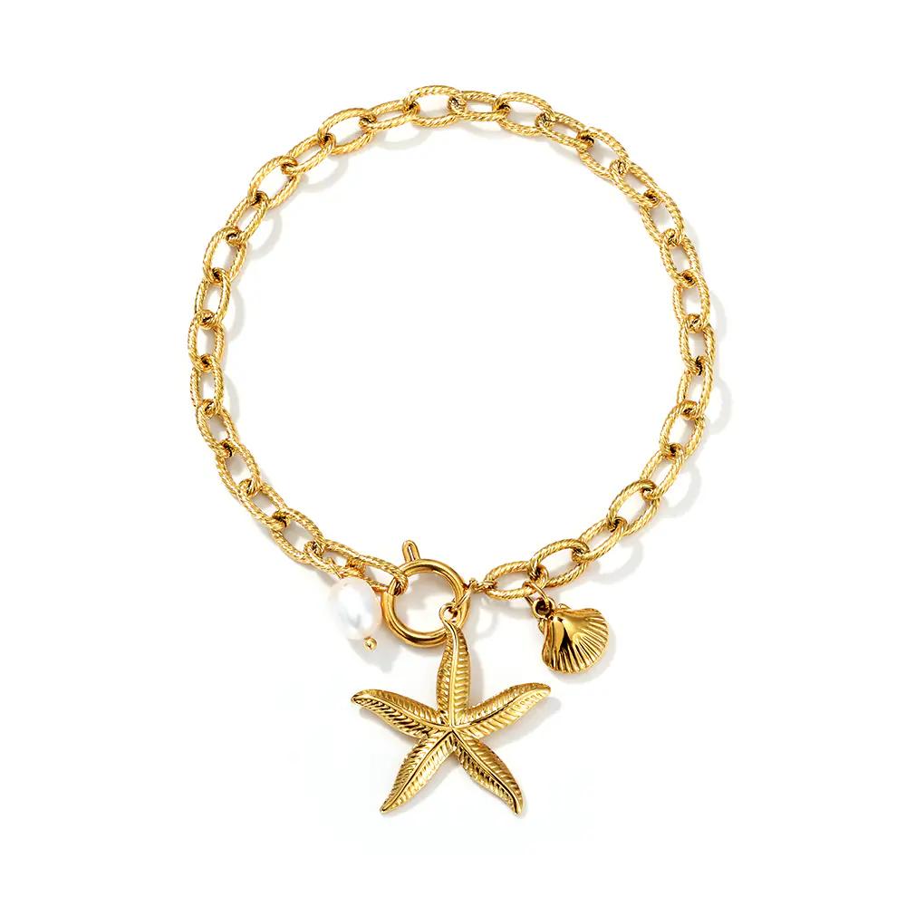 Shell Starfish Pearl Bracelet EJB02825G