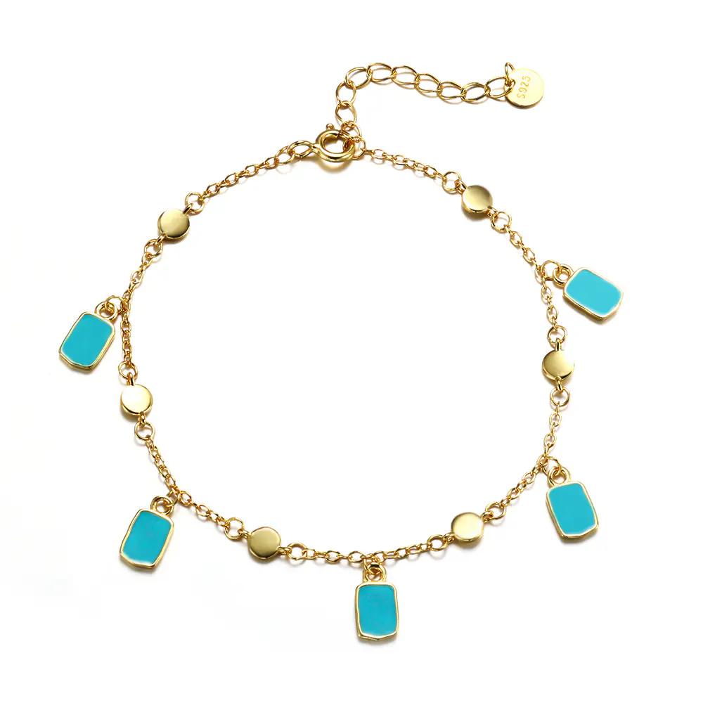 Gold Plated Blue Pendant Bracelet  EJB02915